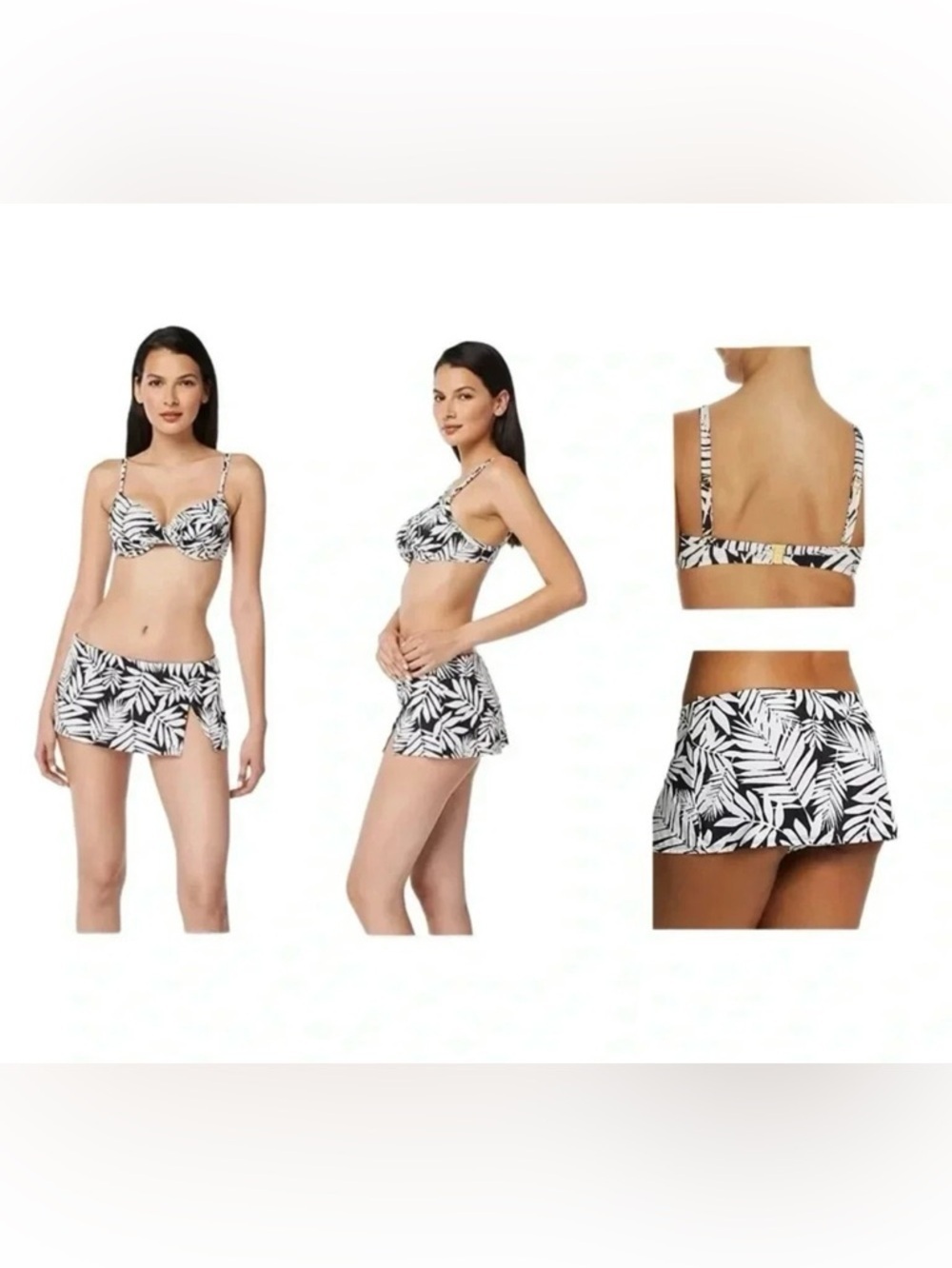 Bleu Rod Beattie Urban Oasis Twist Front Bikini Swim Top & Skirted Bottom Sz 14